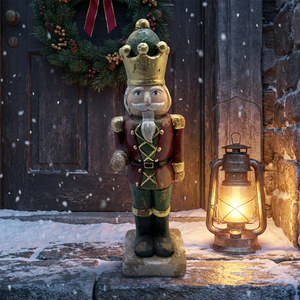 Statue de <span class=keywords><strong>Casse</strong></span>-<span class=keywords><strong>Noisette</strong></span> Couronné Vintage en Magnésie, Peinture Effet Craquelé, OEM Usine, Décoration de Noël pour Cheminée Intérieure, Extérieur et Porte - Product Image 3