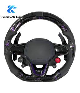 Volant chauffant en fibre de carbone et Alcantara avec LED pour Volkswagen VW Golf R Mk8 GTI JETTA 2019 2020 <span class=keywords><strong>2021</strong></span> 2022 2023 2024 2025 2026 - Product Image 2