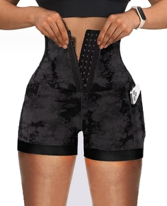 Short <span class=keywords><strong>femme</strong></span> été mode cravate teinture <span class=keywords><strong>taille</strong></span> haute trois boutonnage maigre ventre contrôle bout à bout Yoga sport Shorts Streetwear - Product Image 1