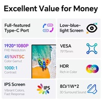 Moniteur portable IPS 15,6 pouces 1080P 1920x1080 FHD Interface Type-C Mini HD Écran secondaire externe Ultra fin HDR