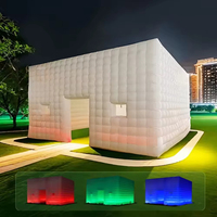 Tente de fête gonflable à LED, abri cubique, chapiteau avec éclairage pour événements, location commerciale, photomaton gonflable, lumière gonflable