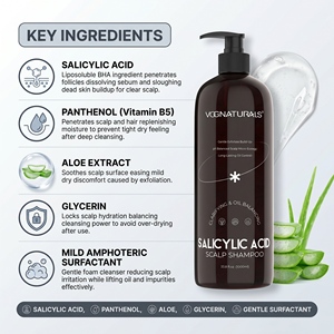 Shampoo équilibrant pour le cuir chevelu pour femmes et hommes, réduit l'accumulation, acide salicylique, antipelliculaire, clarifiant, rafraîchissant, pH 4,5-6,5, sec - Product Image 3