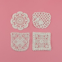 En gros, Patch carré de poche en dentelle de coton vintage abricot de 8 cm, broderie ajourée, applique écologique pour vêtements et chapeaux