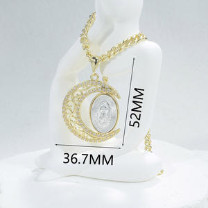 Collar con Colgante de Lujo de Oro y Plata con Cruz de Jerusalén, Joyería Cristiana de <span class=keywords><strong>Jesús</strong></span>, Virgen María, San Judas Arcángel - Product Image 3