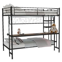 Lit superposé moderne en métal double avec bureau intégré, éclairage LED, design panneau, structure robuste, montage facile, ODM/OEM disponible