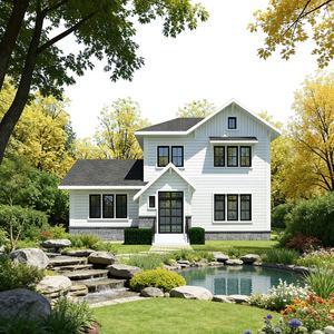 บ้านวิลล่าเหล็กเบาสั่งทำพิเศษระดับไฮเอนด์ อัพเกรดเต็มรูปแบบ หรูหราทันสมัย เป็นมิตรกับสิ่งแวดล้อม รับประกัน 5 ปี บ้านสำเร็จรูปสำหรับขาย - Product Image 1