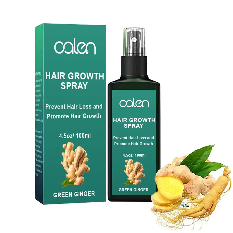 Oagen, etiqueta privada 100%, cabelo natural de vegan, espessamento de gengibre, spray de crescimento de cabelo