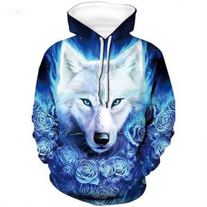 Vendita calda alla moda felpa con cappuccio modello lupo Cool da uomo autunno inverno con un forte fascino Cool - Product Image 3