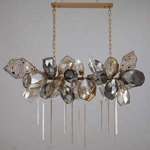 Đèn Trần Cao Sáng Tạo Hiện Đại Đèn Chùm Thủy Tinh Dài Thổi Bằng Thép Không Gỉ - Product Image 2