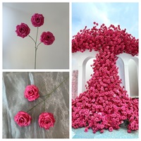Fleur artificielle fournisseur doré Rose artificielle soie Rose fleurs 3 têtes Rose pour la décoration intérieure