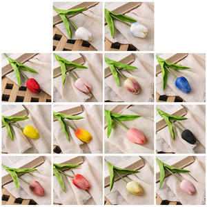 ดอกทิวลิปประดิษฐ์ CallaFloral ช่อมินิสีชมพูขาว ตกแต่งแจกันสำหรับบ้าน งานแต่งงาน สไตล์อินส์ - Product Image 3