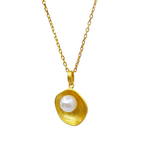 Collier pendentif minimaliste en argent 925 plaqué or UM Jewelry, vente en gros de perles d'eau douce naturelles pour unisexe, cadeau de mariage, fête - Product Image 3