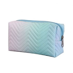 Sac de maquillage en nylon PU dégradé tridimensionnel, sac de toilette portable de voyage, sac à cosmétiques, fabriqué en usine BSCI - Product Image 5