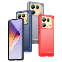 Pour Infinix Note 40/40 Pro/40 Pro +/12/12i/12 Pro Dissipation thermique brossé robuste TPU housse de Protection en Fiber de carbone pochettes de téléphone
