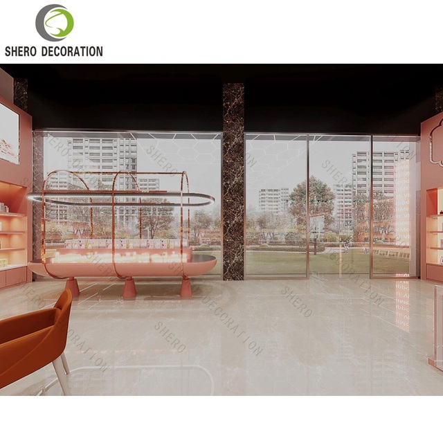 Cosmetics Display Cabinet Custom Retail Showcase with Lockable Storage Multi-Tier Shelving for Convenience Store Shop