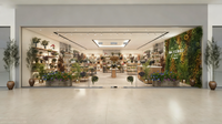 Meuble de Présentation Moderne Personnalisé Style Bois pour Fleuriste avec Éclairage LED, Écologique, Recyclable, Étanche et Robuste