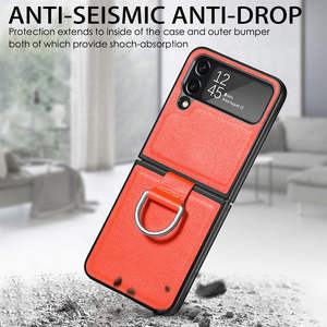 Funda de teléfono de cuero con soporte de anillo sin huella dactilar para <span class=keywords><strong>Samsung</strong></span> Galaxy <span class=keywords><strong>Z</strong></span> <span class=keywords><strong>Flip</strong></span> 3 <span class=keywords><strong>Flip</strong></span> 4 <span class=keywords><strong>Flip</strong></span> 1 <span class=keywords><strong>Flip</strong></span> 2 5G, funda plegable antigolpes - Product Image 6