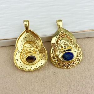 Pendentif Bouddha Maitreya en <span class=keywords><strong>Labradorite</strong></span> Plaqué Or, Design Populaire, Bijou Porte-Bonheur pour Femme, Charme de Bénédiction - Product Image 6