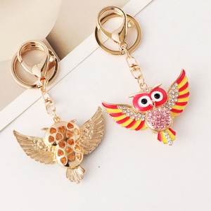 Nouveau Porte-clés Hibou Ange de Dessin Animé Mignon avec Strass Brillants, Anneau de Clé de <span class=keywords><strong>Voiture</strong></span> Animal, Pendentif de Sac Style Européen, Petit Cadeau, Vente en Gros - Product Image 4