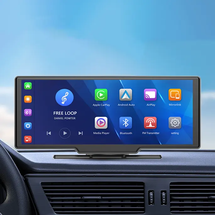 Portable 10.26 inch Android auto Carplay Display Touch Screen MP5 Multimedia Player Car Play Mirror Device For apple Car FM