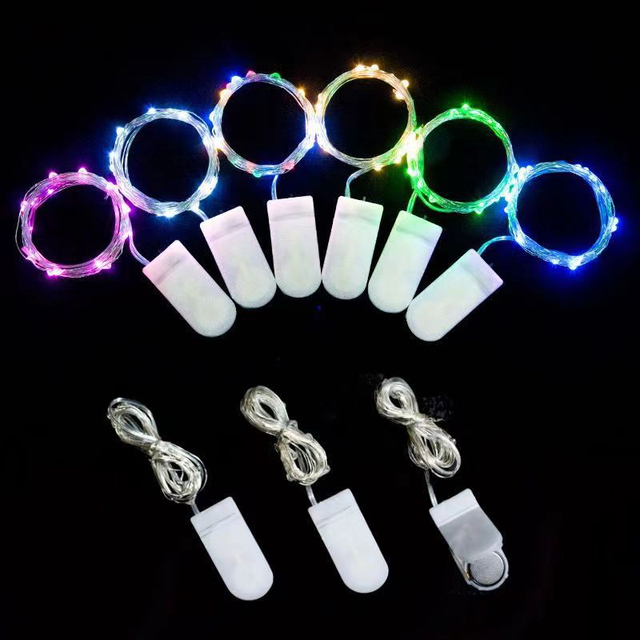 1M 10LEDs CR2032 Battery Copper Wire Fairy Lights 3 Mode Flashing Mini Garland for Christmas Wedding Party Home Gift Decor