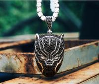 Collier de héros Marvel en laiton plaqué or noir avec pierres noires, pendentif panthère pour hommes, livraison directe d'usine KRKC