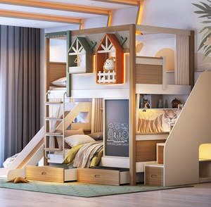 Lit pour enfants en bois massif, lit mezzanine, <span class=keywords><strong>maison</strong></span> dans les arbres, lit château, lit <span class=keywords><strong>mère</strong></span>-<span class=keywords><strong>enfant</strong></span>, petite <span class=keywords><strong>maison</strong></span> - Product Image 1