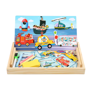Puzzle magnétique éducatif pour la petite enfance, <span class=keywords><strong>carte</strong></span> au trésor plate en bois, jouets intelligents - Product Image 1