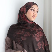 Hijab châle en jersey imprimé bohème, respirant, double face, en coton imprimé, motif floral et léopard, pour femmes musulmanes