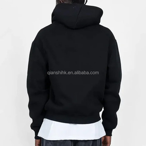 Fermeture à glissière complète 100% coton épais Baggy 400 450 Gsm polaire surdimensionné sweat à capuche en éponge française pour hommes poids lourd Vintage sweat à capuche zippé - Product Image 5
