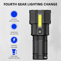 Lampe torche rechargeable QXMOVING 10W en ABS pour extérieur, 12 LED, avec lumière latérale COB pour situations d'urgence