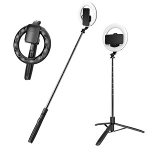 Trépied multifonctionnel Offre Spéciale Q05s Selfie Stick avec anneau lumineux de 8 pouces 3 en 1 intégré Palo <span class=keywords><strong>Selfiestick</strong></span> 360 tourné - Product Image 4