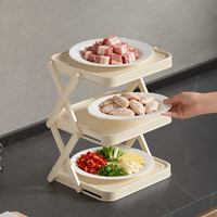 Étagère de préparation pliable à 3 niveaux pour cuisine, plateau à épices de comptoir, station pour casseroles, organisateur alimentaire durable et peu encombrant