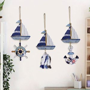 Décoration murale en bois en forme de voilier, style méditerranéen, ornement côtier rustique pour la maison et la maison de plage - Product Image 1