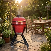Fourneau Kamado en céramique de 23 pouces, style œuf, pour grillades, fumage, cuisson et rôtissage en extérieur, bleu