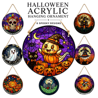Ornement suspendu en acrylique personnalisé pour Halloween, style vitrail rond, attrape-soleil pour fenêtre, porte, mur, décoration de fête à domicile, cadeau