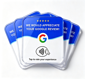 Supporto per recensioni in acrilico NFC213 da 12 cm personalizzato OEM/ODM - Scheda compatibile con tecnologia Tap to Review da 13,56 MHz disponibile in magazzino - Product Image 1