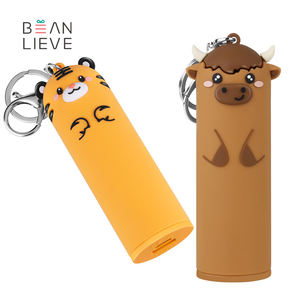 แบตสำรองโทรศัพท์มือถือลายเสือและ<span class=keywords><strong>ว</strong></span>ัวกระทิงปรับแต่งได้พ<span class=keywords><strong>ว</strong></span>งกุญแจชาร์จ5000mAh USB Type-C MINI น่ารัก PVC - Product Image 1