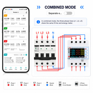 <b>Three</b> Phase Energy Meter Protector 1A 2.4Ghz WiFi Remote Control Timer Function Led Display Smart Life App Support - Product Image 2