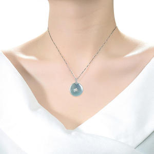 จี้หยกเจไดต์ธรรมชาติทรงโดนัทสีน้ำเงินใส เงินแท้ S925 เครื่องประดับผู้หญิง สไตล์จีน พร้อมใบรับรอง D674 - Product Image 5