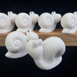 Décorations en cristal polies à la main en gros, artisanat de sculpture, forme d'animal, <span class=keywords><strong>escargot</strong></span> en jade blanc pour collection - Product Image 2