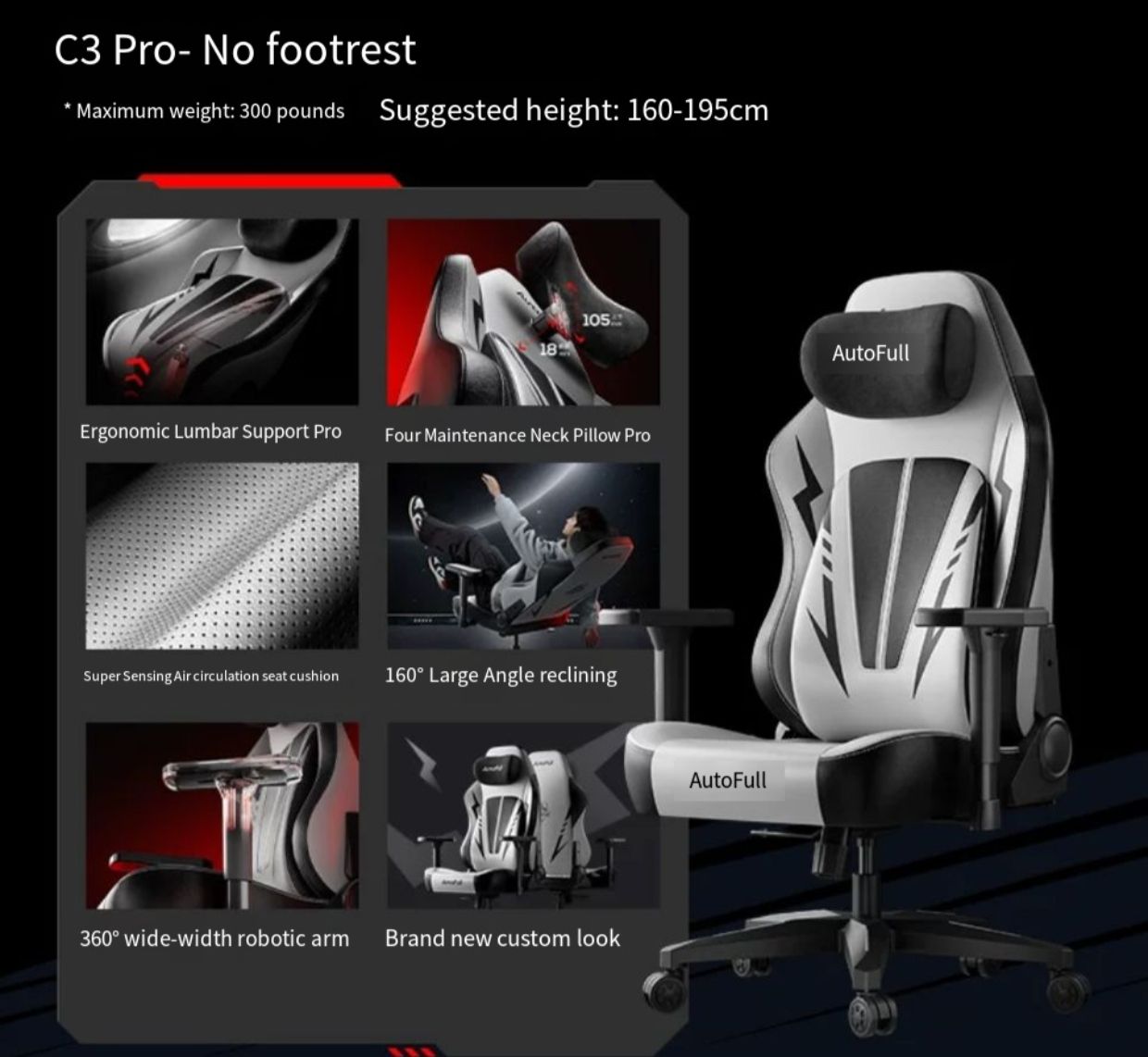 Noir et blanc sans repose-pieds