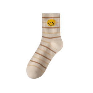 Chaussettes de sport de haute qualité, style Ins, polyvalentes, mignonnes, à motif de dessin animé, chaussettes décontractées de haute qualité, mignonnes, avec un visage souriant, mi-tube - Product Image 4