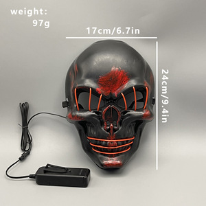 Light up El Wire Skull Face Mask Neon Luminous Scary <strong>Costume</strong> for Carnival Disco Concert Stage Performance Halloween Adult - Product Image 4