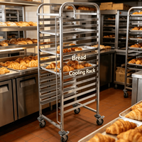Chariot de boulangerie en acier inoxydable, multi-niveaux, pour plateaux et grilles de refroidissement mobiles, idéal pour pâtisseries et pizzas - Vente en gros usine