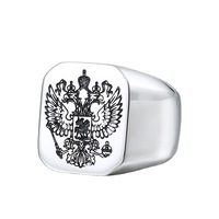 Bagues signet à double aigle en acier inoxydable plaqué platine rétro vintage classique pour hommes, bijoux de mode personnalisés en gros