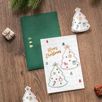 Meilleur rapport qualité-prix : Fournitures de papeterie de Noël en gros, Carte de vœux interactive en papier coton avec impression typographique motif sapin de Noël