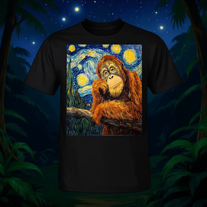 Camiseta con Diseño de Orangután Estilo Noche Estrellada de Van Gogh, Categoría de Productos Promocionales - Product Image 3