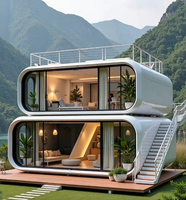 Conception architecturale personnalisée de maison capsule à deux étages, coque en aluminium aéronautique, système intelligent, maison modulaire extensible