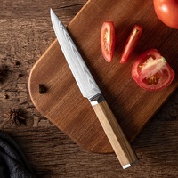 Alibabab Garanti Couteau de cuisine moderne Manche en bois d'olivier Couteaux de cuisine de chef Véritable Damas Acier VG10 Couteau utilitaire 5 pouces